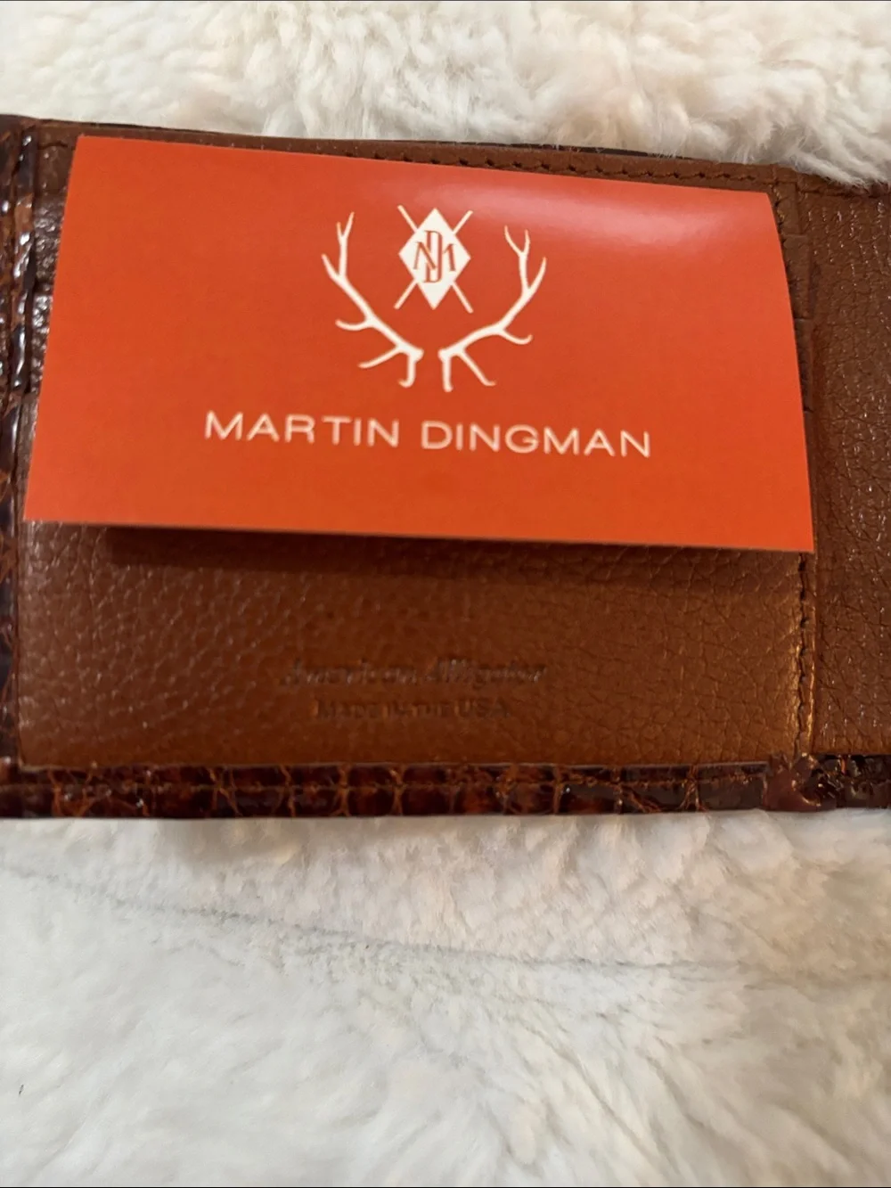 Martin Dingman Chestnut Genuine Alligator wallet. Perfect condition with box .